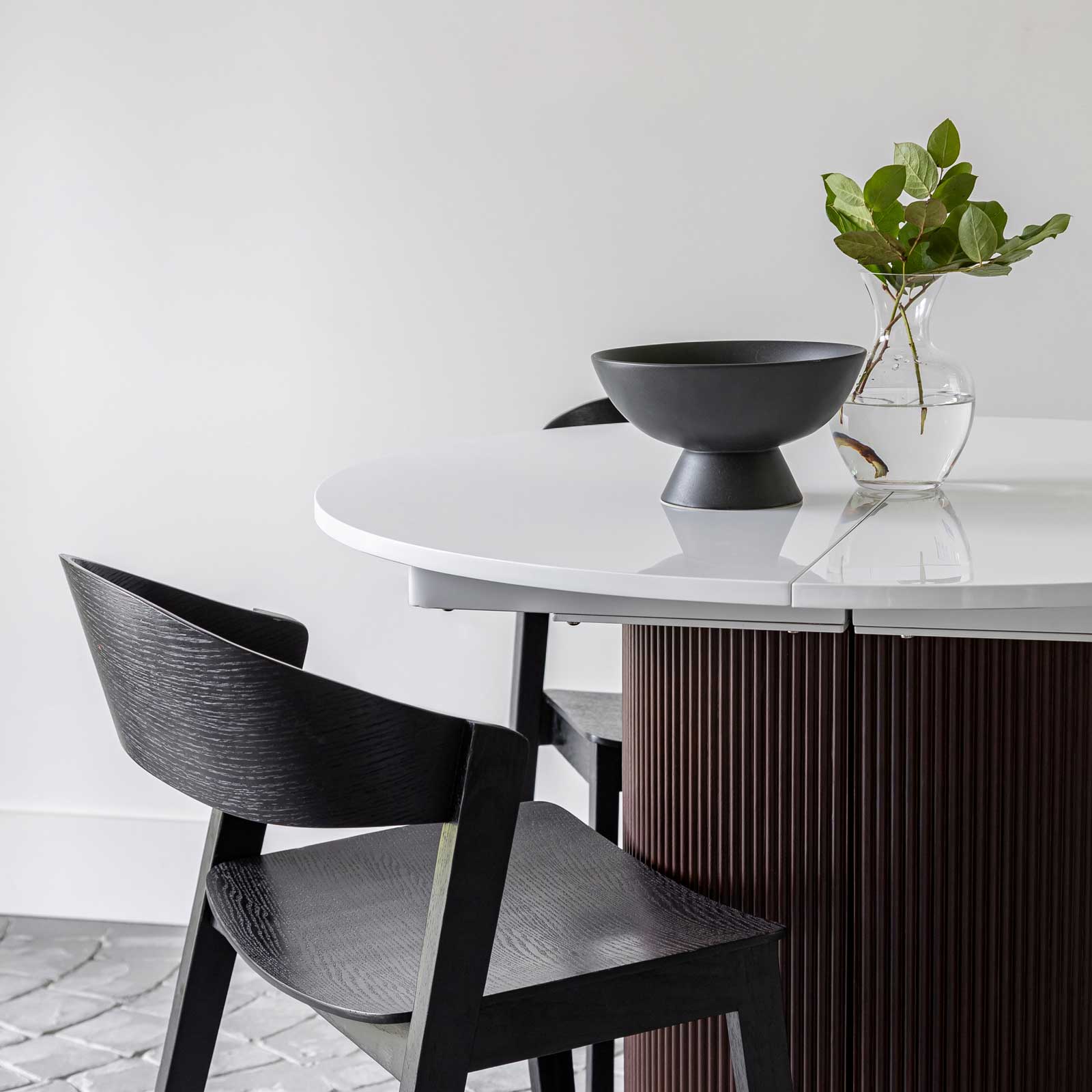 OvalNest Extension Dining Table - White/Brown
