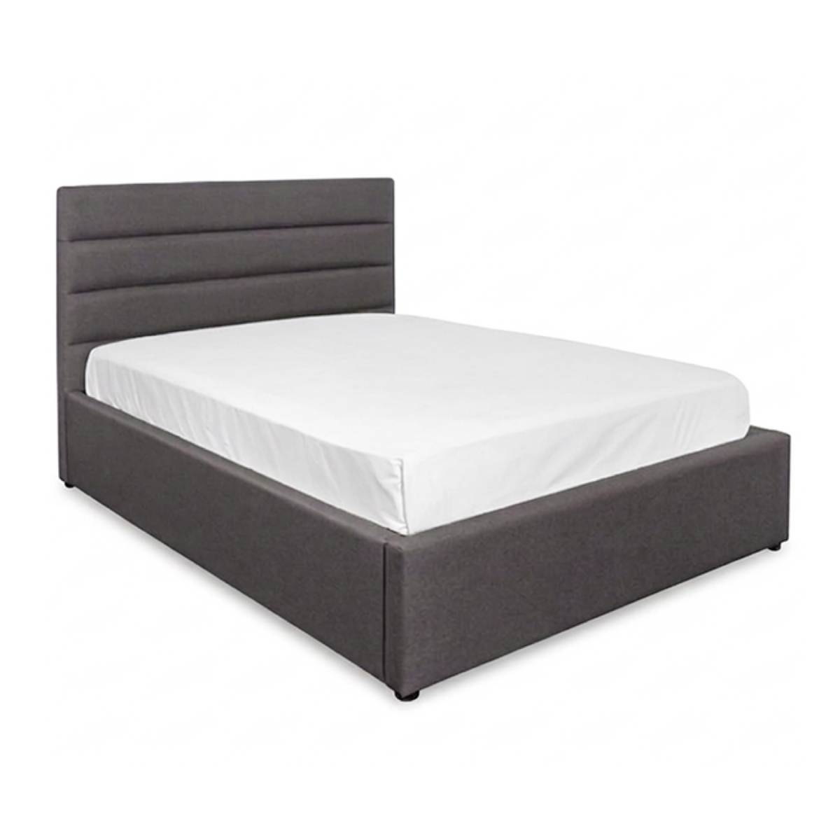 Justin Queen Storage Bed in Dark Greige front three-quarter view