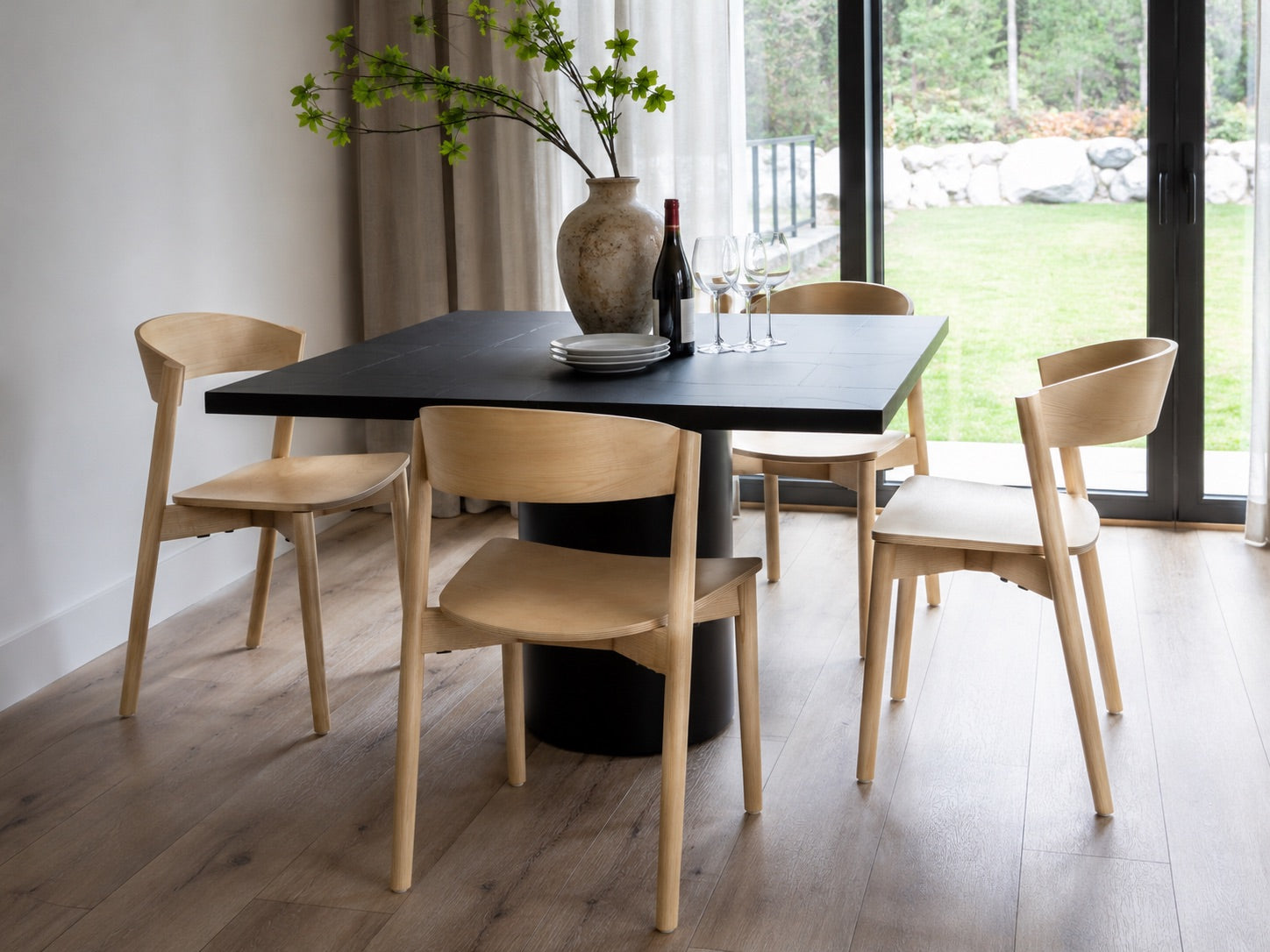 Nest Stackable Dining Chair — Solid Ash Wood Natural